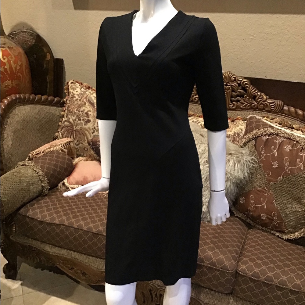 Piazza Sempione Black Contouring 3/4 sleeve Dress